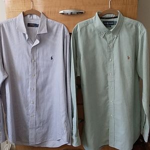 2 Ralph Lauren Sz L Blue/White and Green Shirts